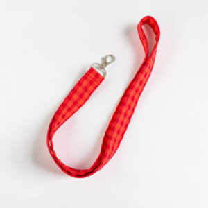 Colgante o lanyard vichy naranja y rojo