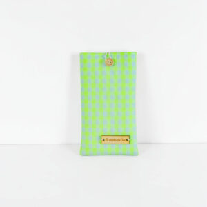Funda de móvil vichy verde flúor y azul claro
