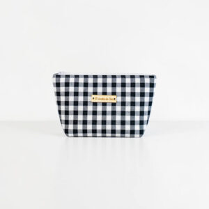 Neceser vichy negro y blanco con cremallera